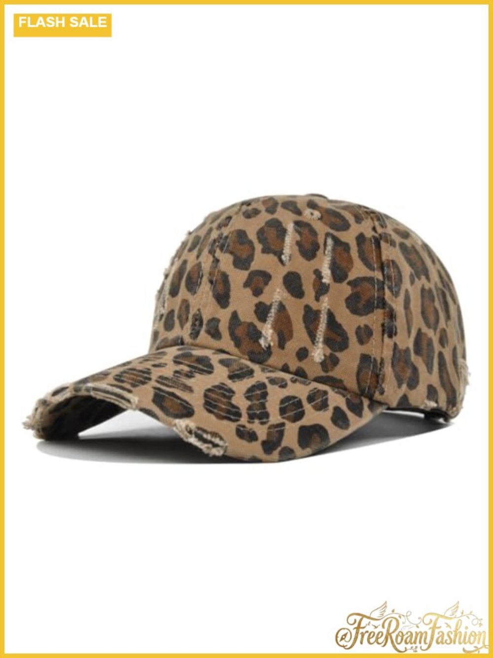 Unisex Leopard Print Baseball Cap Distressed Trucker Hat Sun Protection